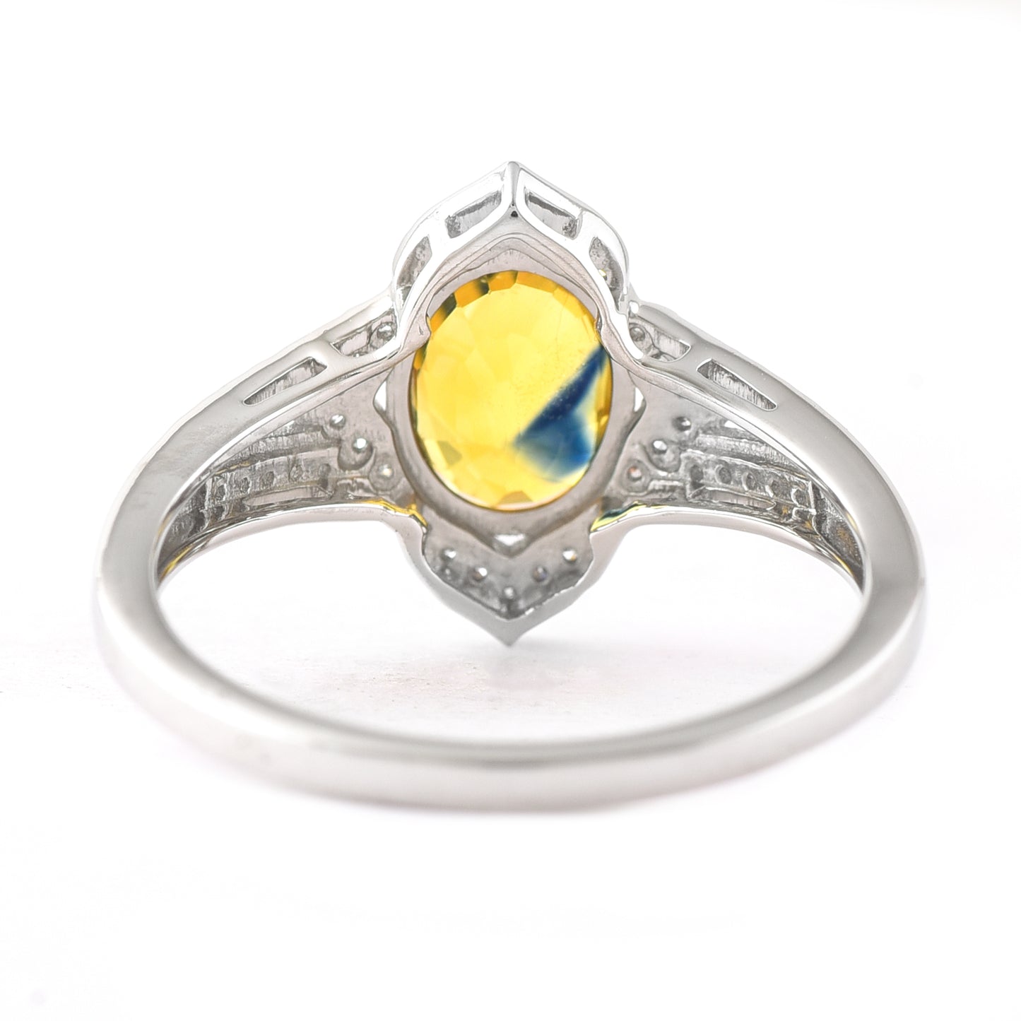 2.02 Ct Oval Mixed Cut Natural Bi-Coloured Sapphire 950 Platinum Ring