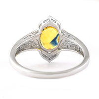 2.02 Ct Oval Mixed Cut Natural Bi-Coloured Sapphire 950 Platinum Ring