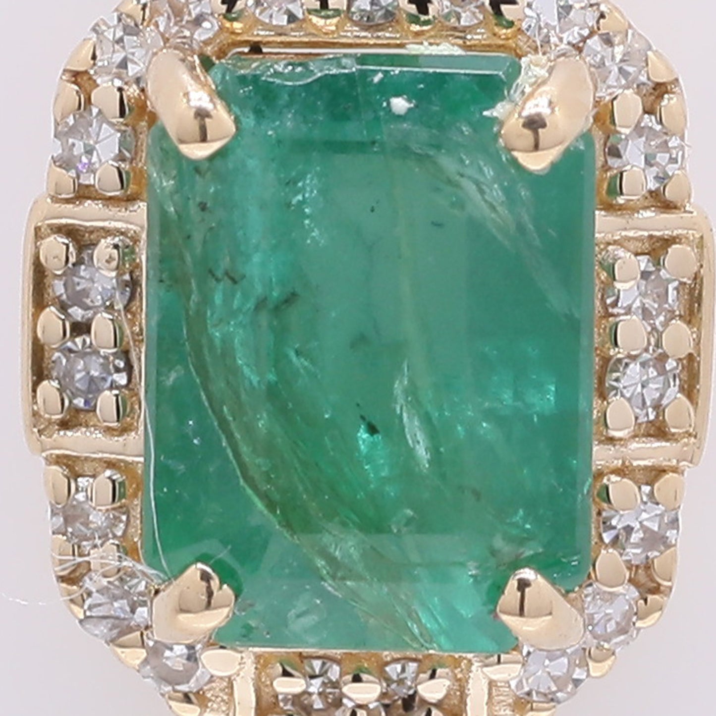 1.09 Ct Octagon Step Cut Natural Emerald 14K Gold Pendant