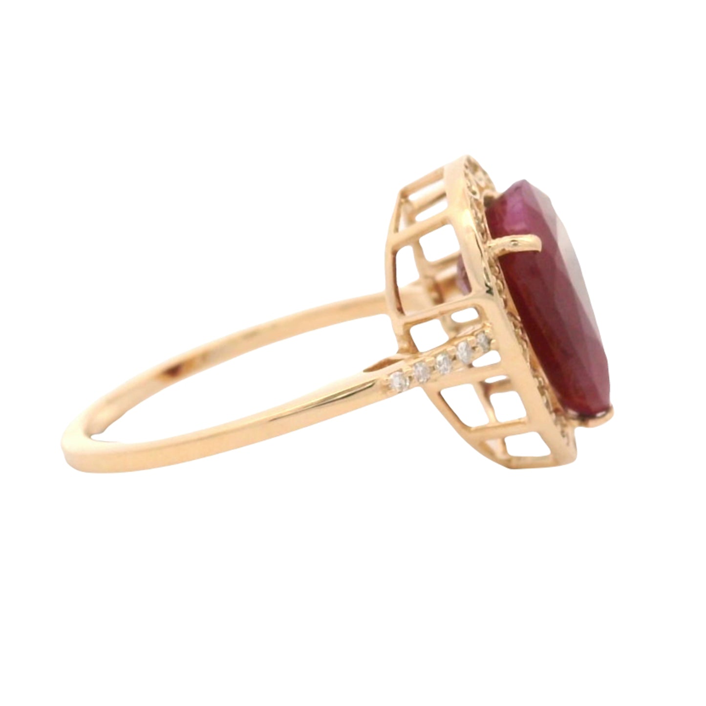 3.96 Ct Pear Mixed Cut Natural Corundum Ruby 14K Gold Ring