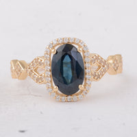 1.84 Ct Oval Sapphire 9K Gold Ring