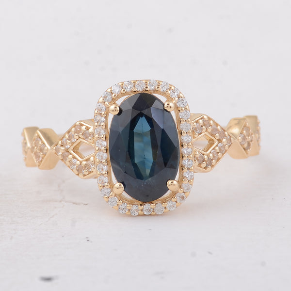 1.84 Ct Oval Sapphire 9K Gold Ring