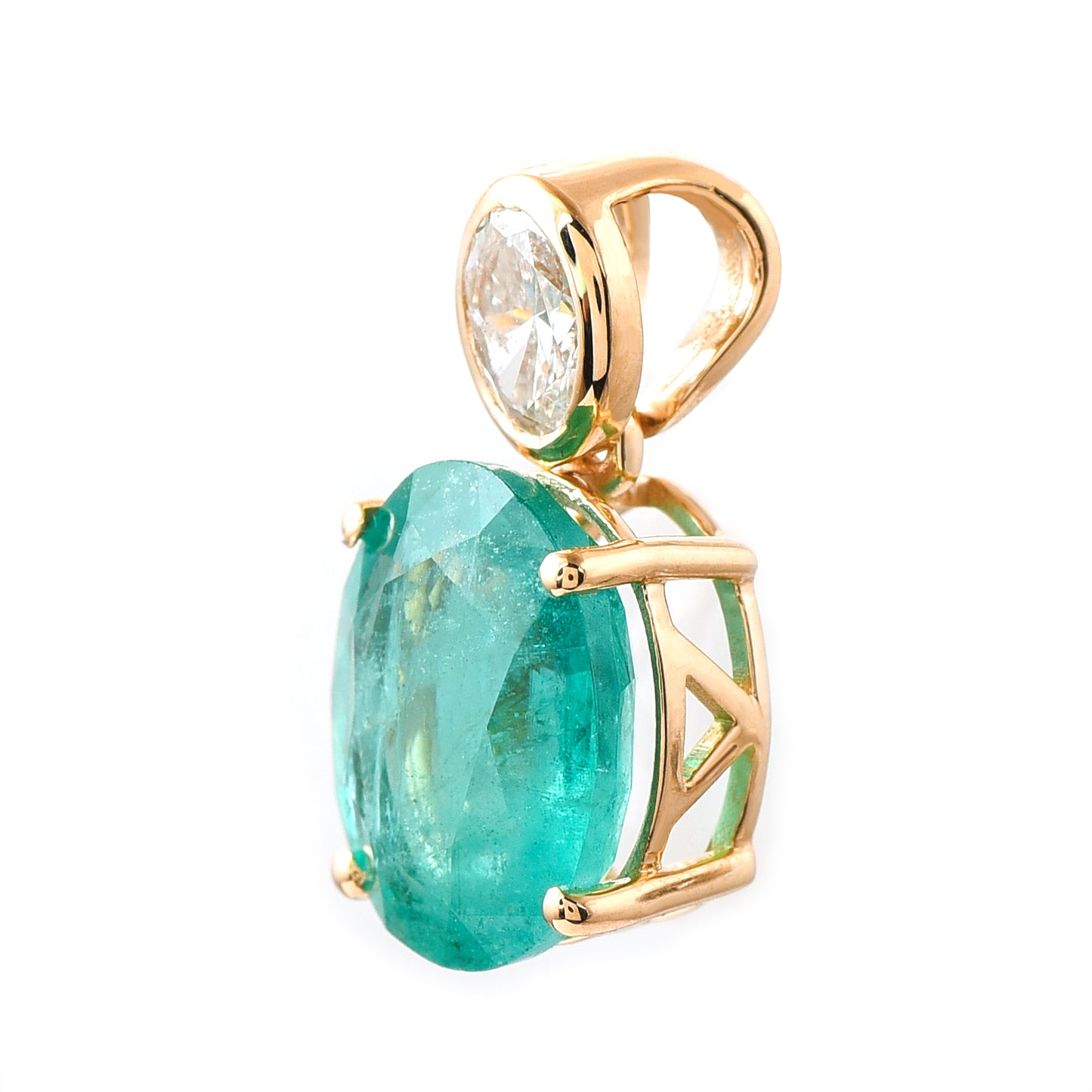 2.68 Ct Oval Emerald 14K Gold Pendant