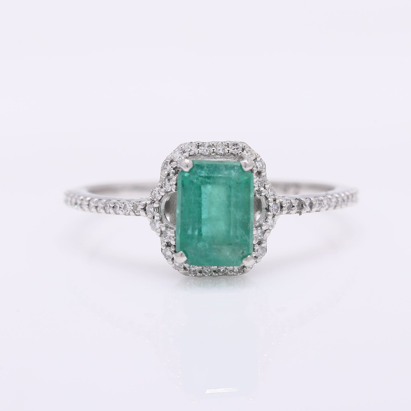 1.31 Ct Octagon Step Cut Natural Emerald 950 Platinum Ring