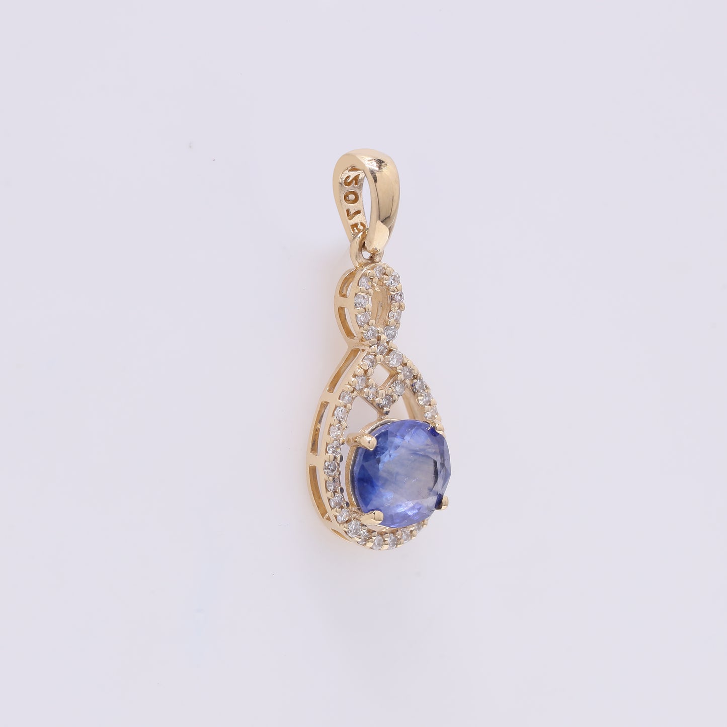 1.42 Ct Round Mixed Cut Natural Sapphire 14K Gold Pendant