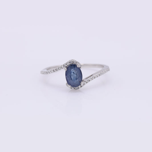 1.31 Ct Oval Mixed Cut Natural Sapphire 950 Platinum Ring