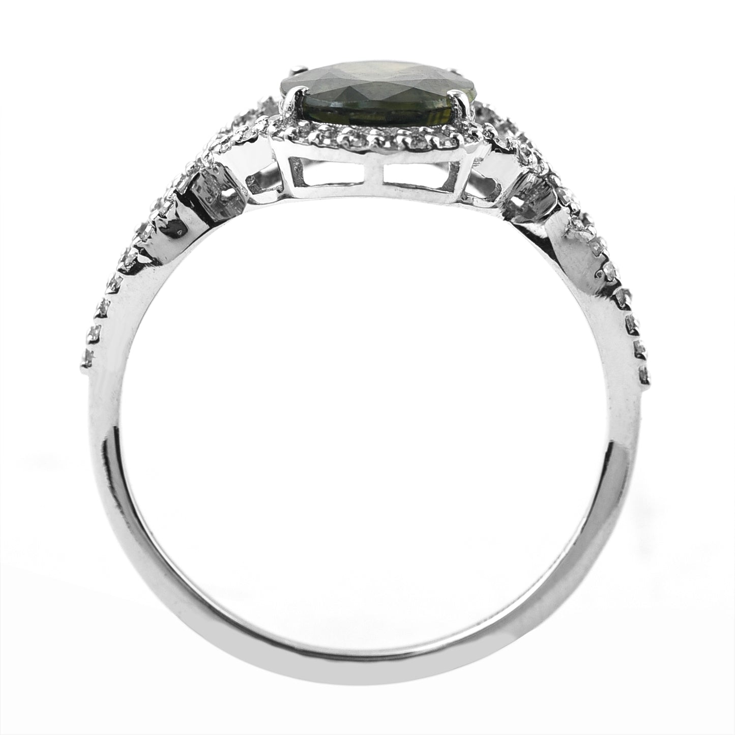 2.21 Ct Oval Mixed Cut Natural Green Sapphire 950 Platinum Ring