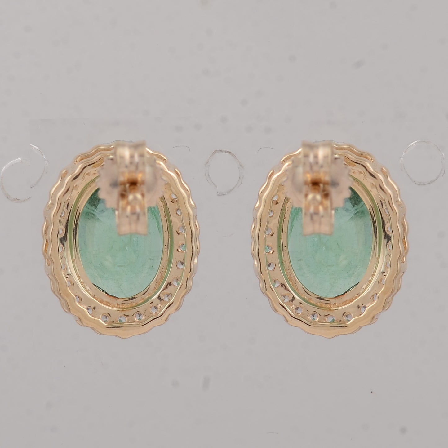 2.92 Ct Oval Emerald 9K Gold Earrings