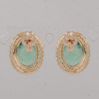 2.92 Ct Oval Emerald 9K Gold Earrings