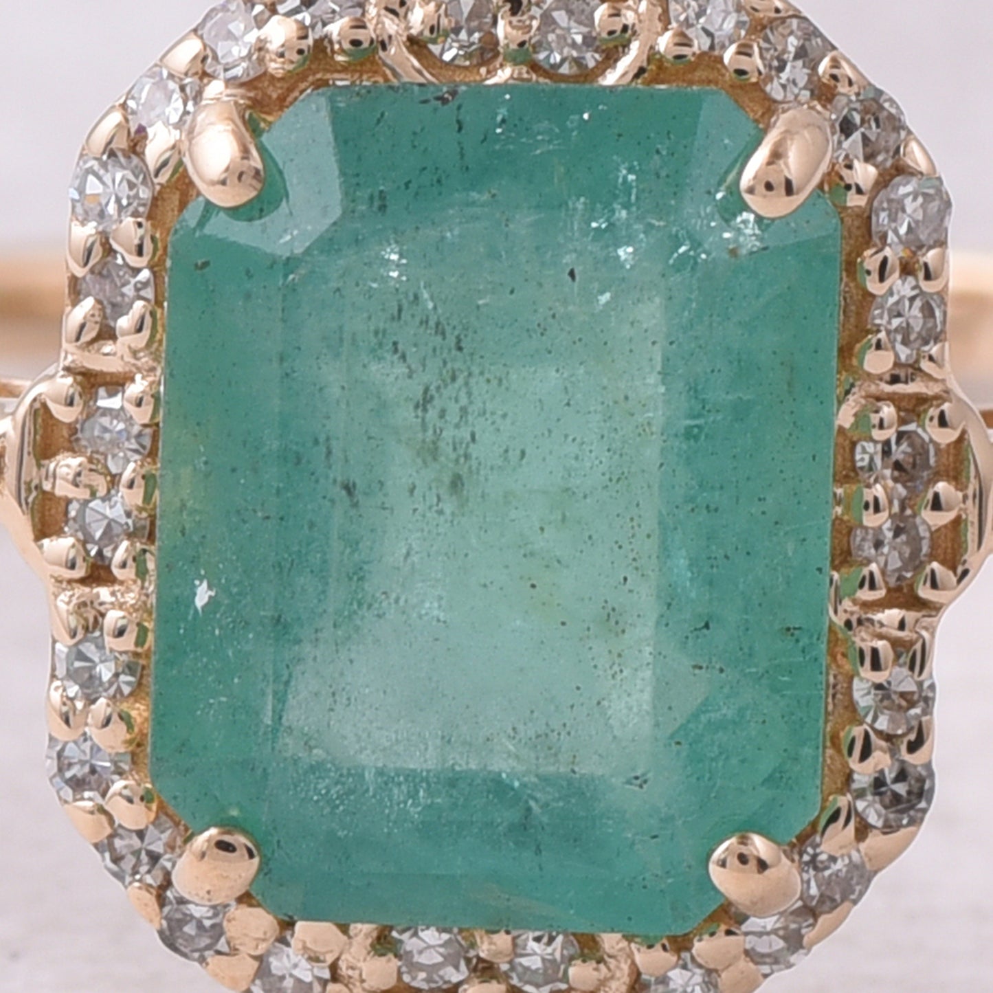 1.79 Ct Octagon Step Cut Natural Emerald 14K Gold Ring