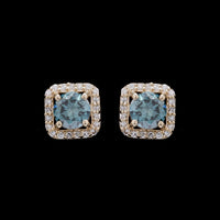 0.99 Ct Round Blue Diamond 14K Gold Earrings