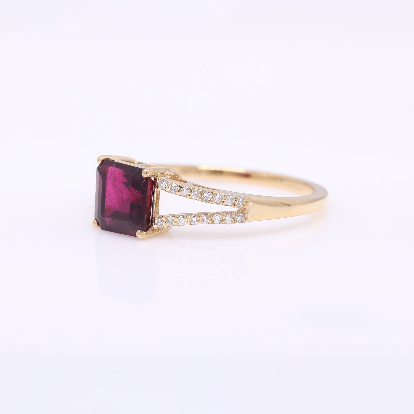 1.43 Ct Octagon Step Cut Natural Tourmaline 14K Gold Ring