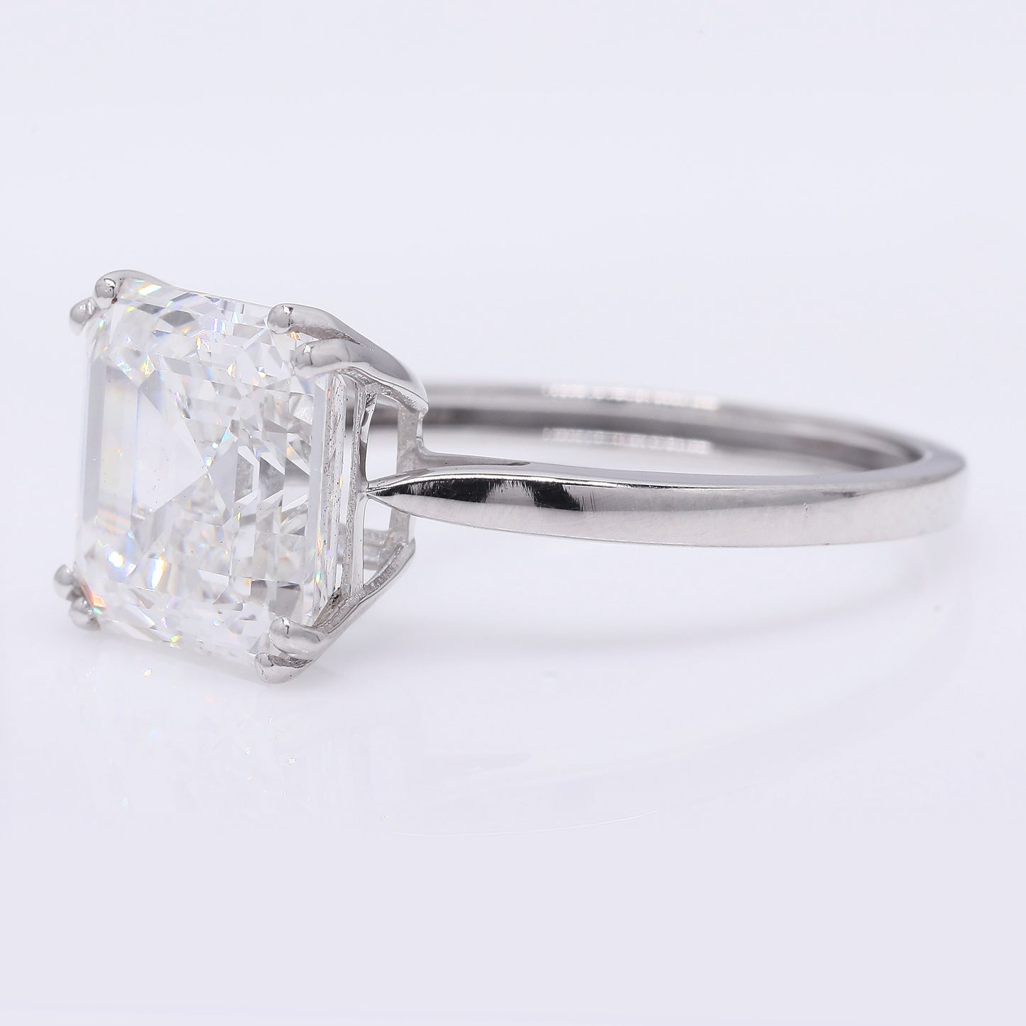 4.78 Ct Square Emerald Cut Lab Grown Diamond 950 Platinum Ring