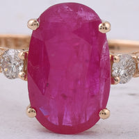 1.55 Ct Oval Natural Ruby 14K Gold Ring