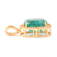 3.50 Ct Cushion Mixed Cut Natural Emerald 14K Gold Pendant
