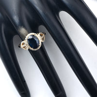 2.91 Ct Oval Mixed Cut Natural Sapphire 14K Gold Ring