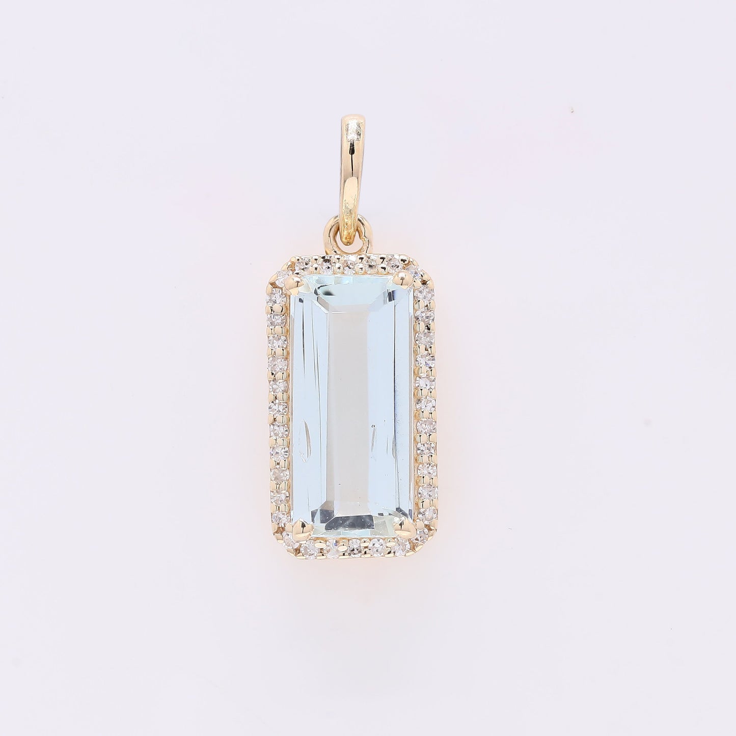 1.86 Ct Octagon Step Cut Natural Aquamarine 14K Gold Pendant