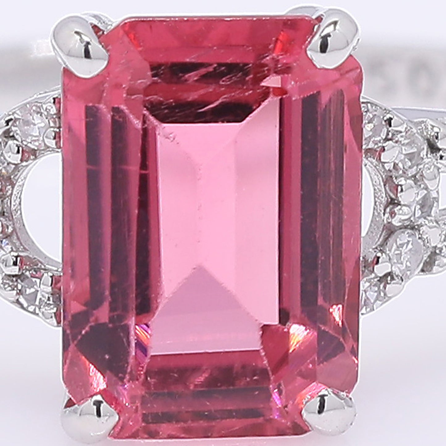 1.81 Ct Octagon Step Cut Natural Pink Tourmaline 950 Platinum Ring