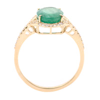 2.44 Ct Oval Natural Emerald 14K Gold Ring
