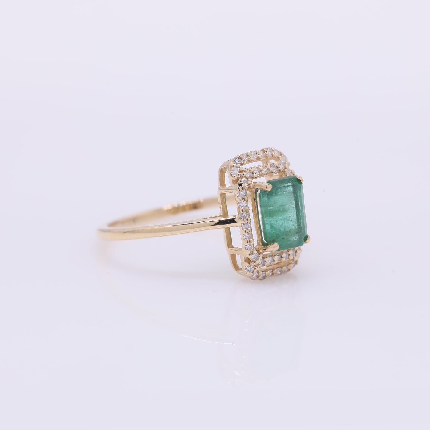 1.14 Ct Octagon Step Cut Natural Emerald 14K Gold Ring