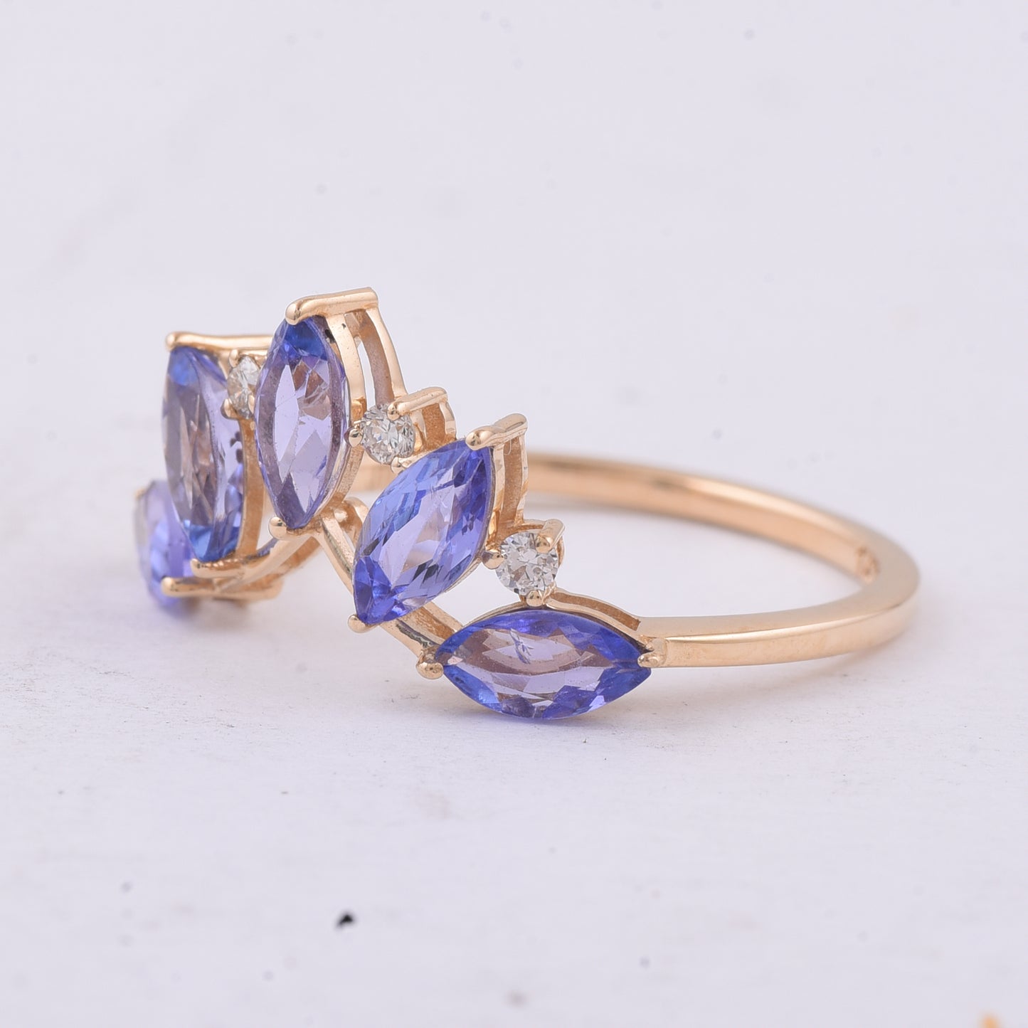 1.69 Ct Marquise Natural Tanzanite 14K Gold Ring