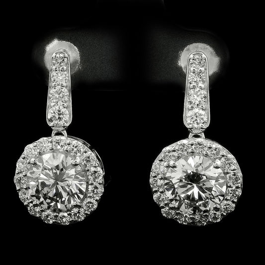 4.40 Carats Lab Grown Diamond 14K Gold Earrings