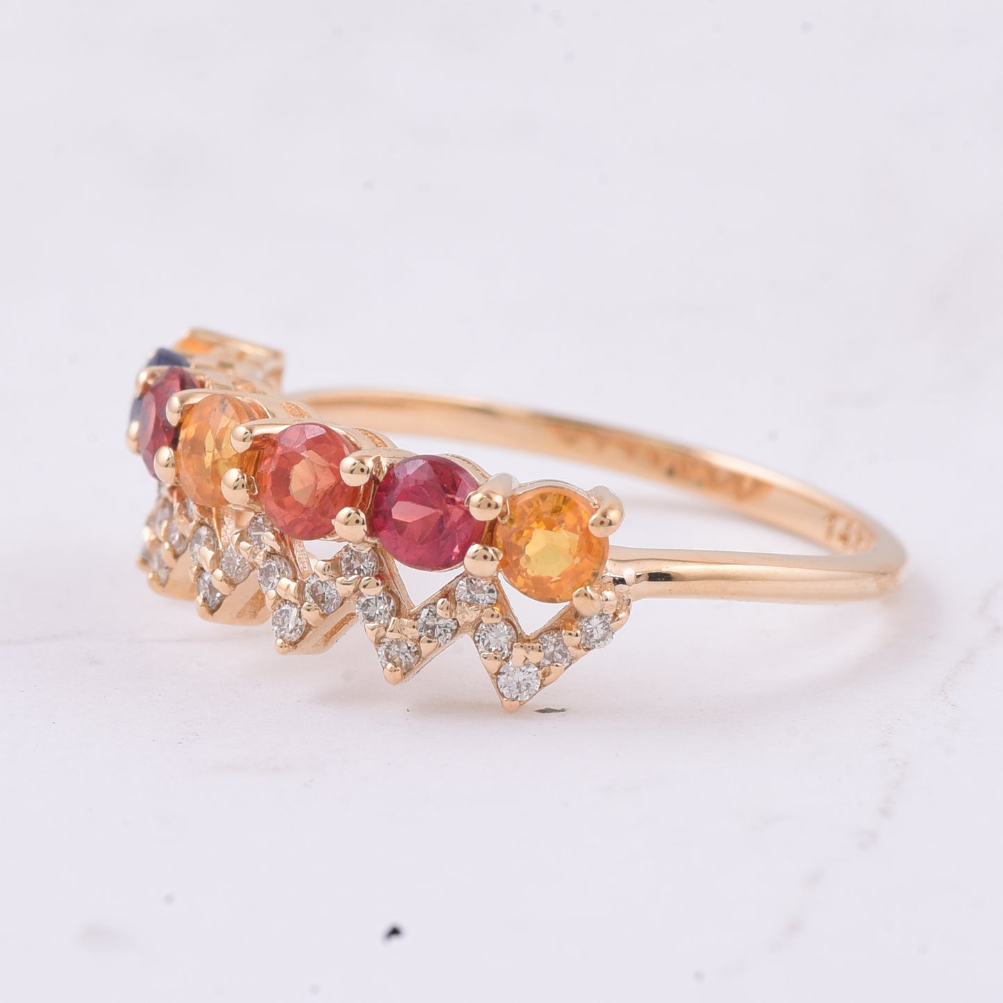 1.53 Ct Round Natural Multi-Coloured Sapphire 14K Gold Ring