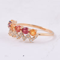 1.53 Ct Round Natural Multi-Coloured Sapphire 14K Gold Ring