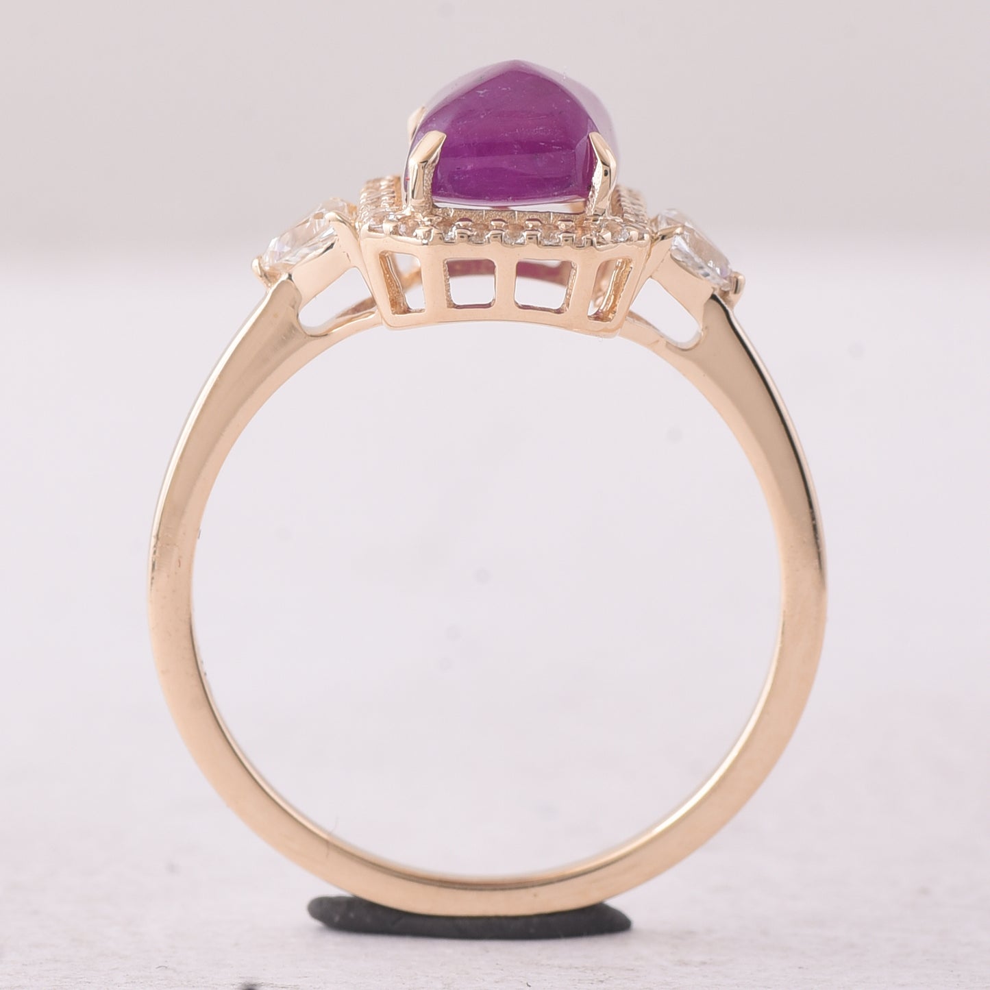 2.94 Ct Octagon Ruby 9K Gold Ring