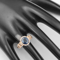 2.18 Ct Oval Mixed Cut Natural Sapphire 14K Gold Ring