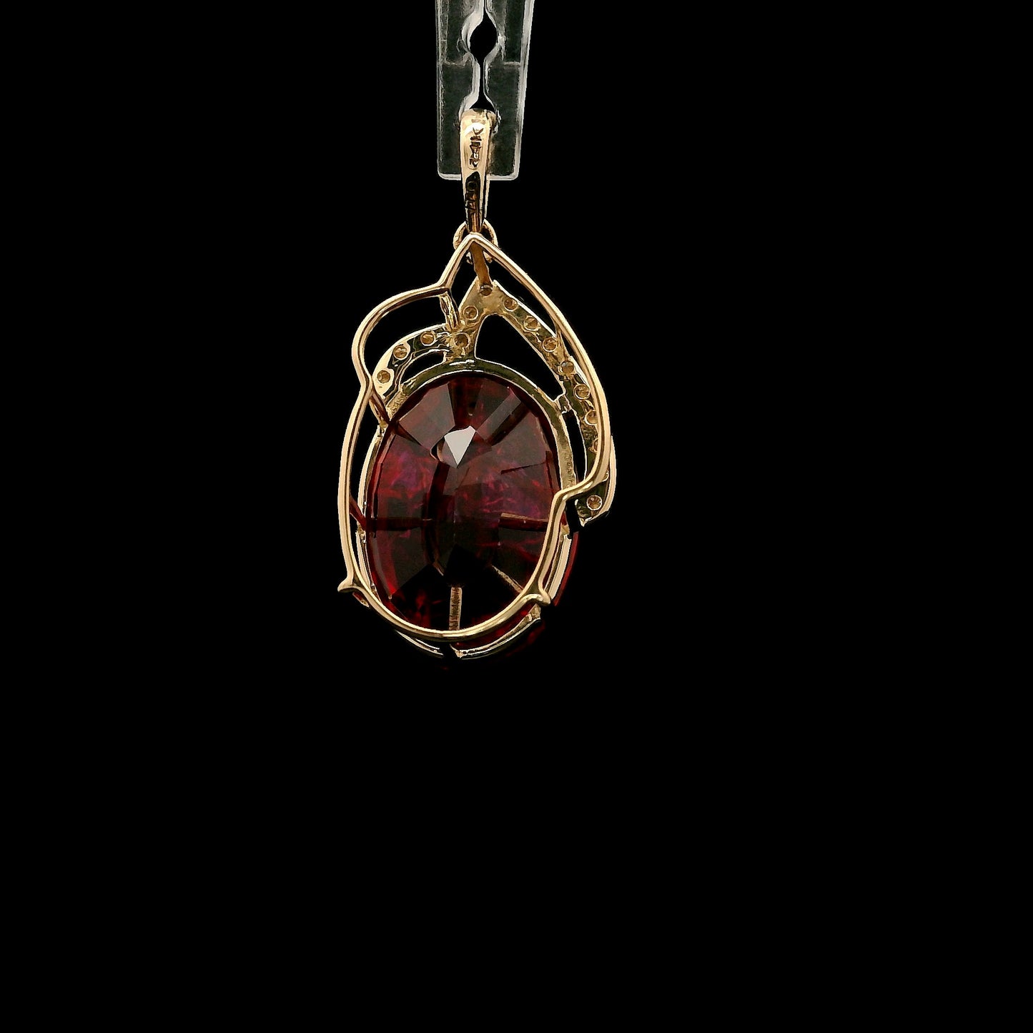 8.17 Ct Oval Mixed Cut Lab Grown Ruby 14K Gold Pendant