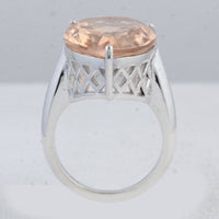 12.90 Ct Pear Created Glass Morganite 925 Sterling Silver Ring