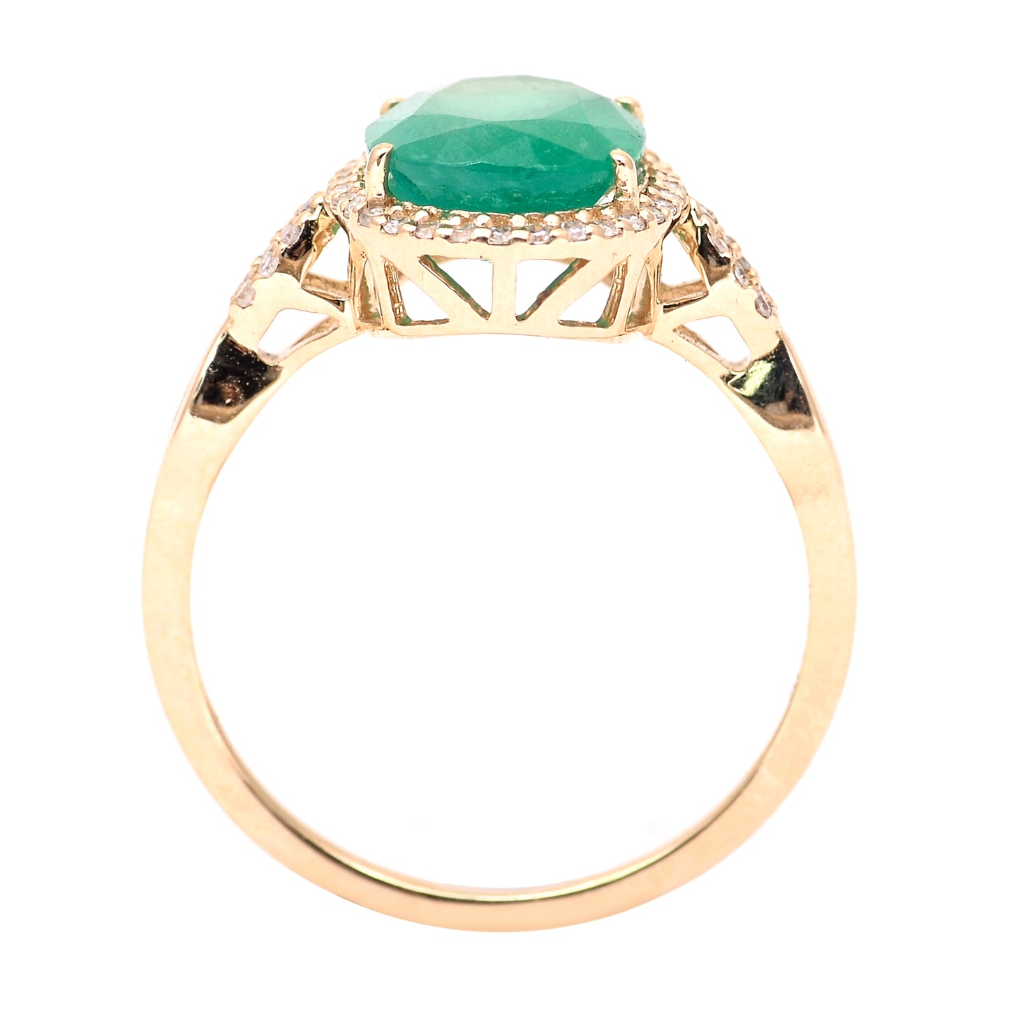 2.63 Ct Oval Mixed Cut Natural Emerald 14K Gold Ring