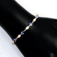 3.16 Ct Pear Tanzanite 14K Gold Bracelet