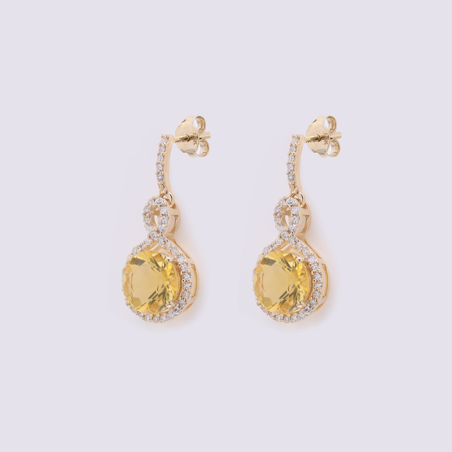 1.82 Ct Round Mixed Cut Natural Fire Opal 14K Gold Earrings