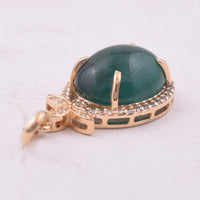 4.54 Ct Oval Cabochon Cut Natural Emerald 14K Gold Pendant