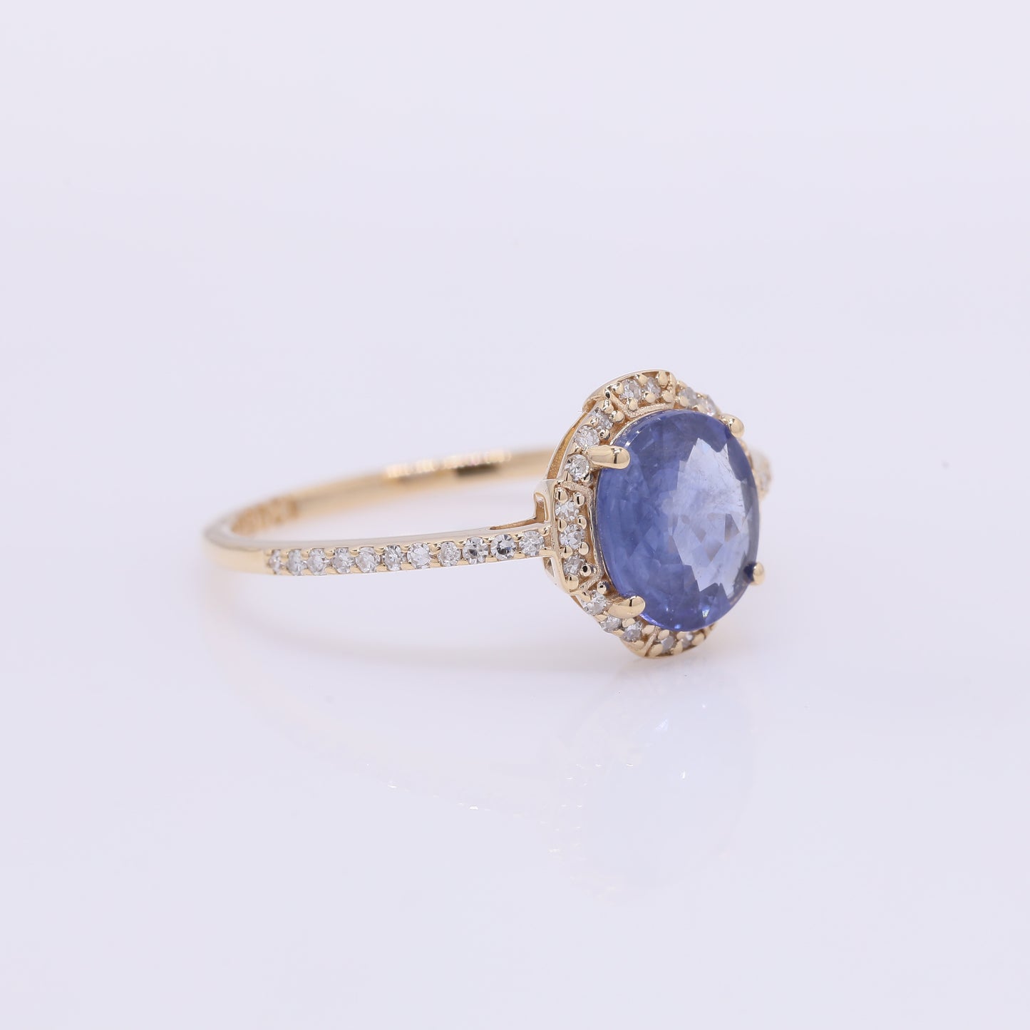 1.62 Ct Oval Mixed Cut Natural Sapphire 14K Gold Ring