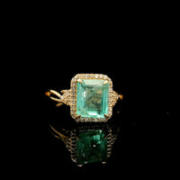 2.53 Ct Octagon Step Cut Natural Emerald 14K Gold Ring
