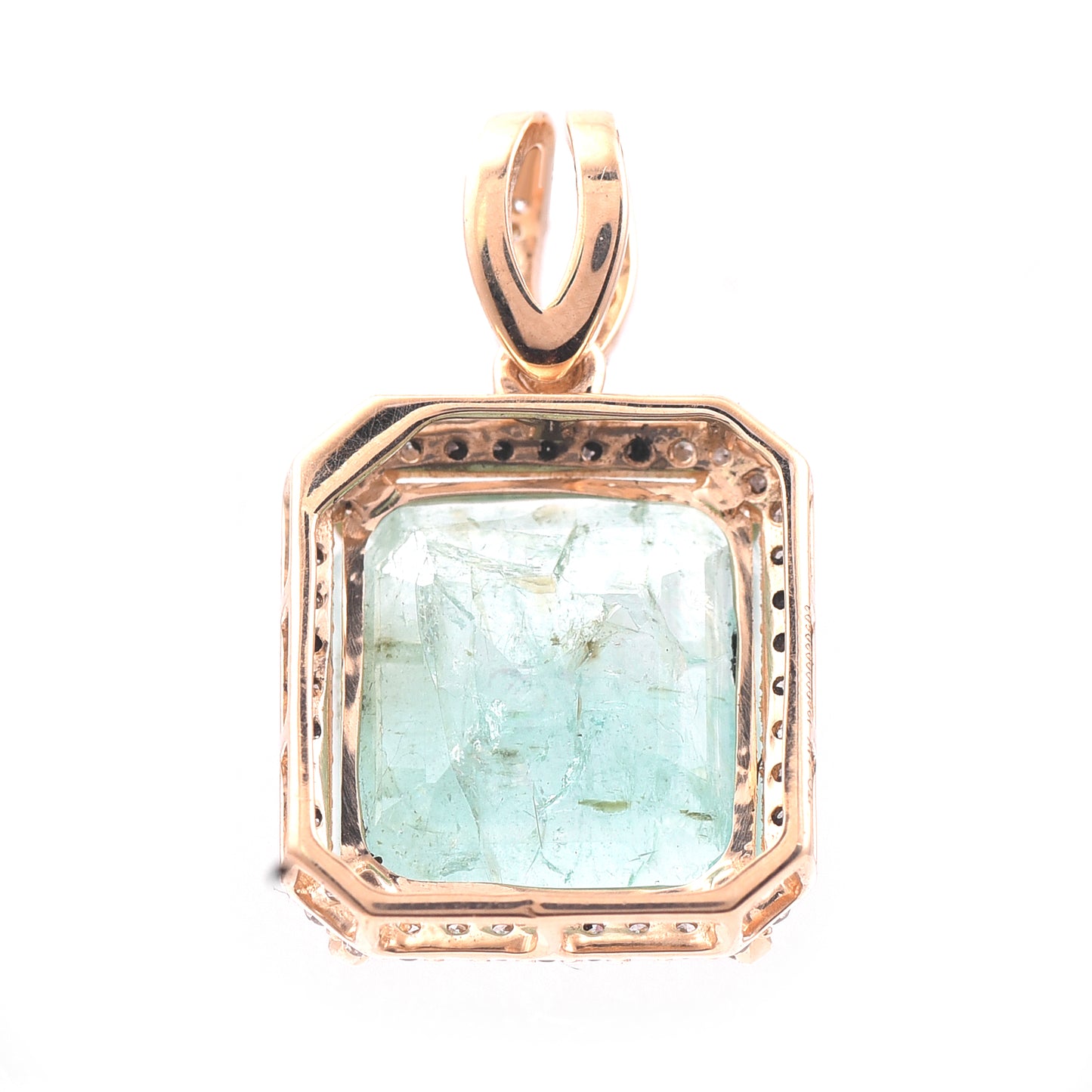 4.87 Ct Octagon Step Cut Natural Emerald 14K Gold Pendant
