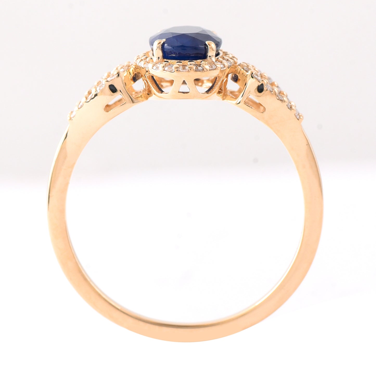 1.54 Ct Oval Mixed Cut Natural Sapphire 14K Gold Ring