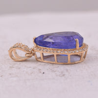 4.97 Ct Pear Mixed Cut Natural Tanzanite 14K Gold Pendant