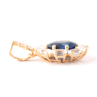 3.78 Ct Oval Mixed Cut Natural Sapphire 14K Gold Pendant