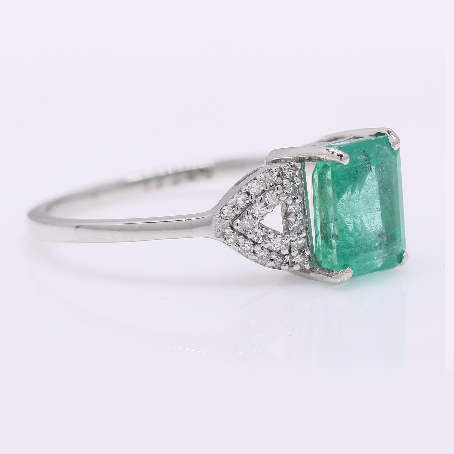 1.78 Ct Octagon Step Cut Natural Emerald 950 Platinum Ring