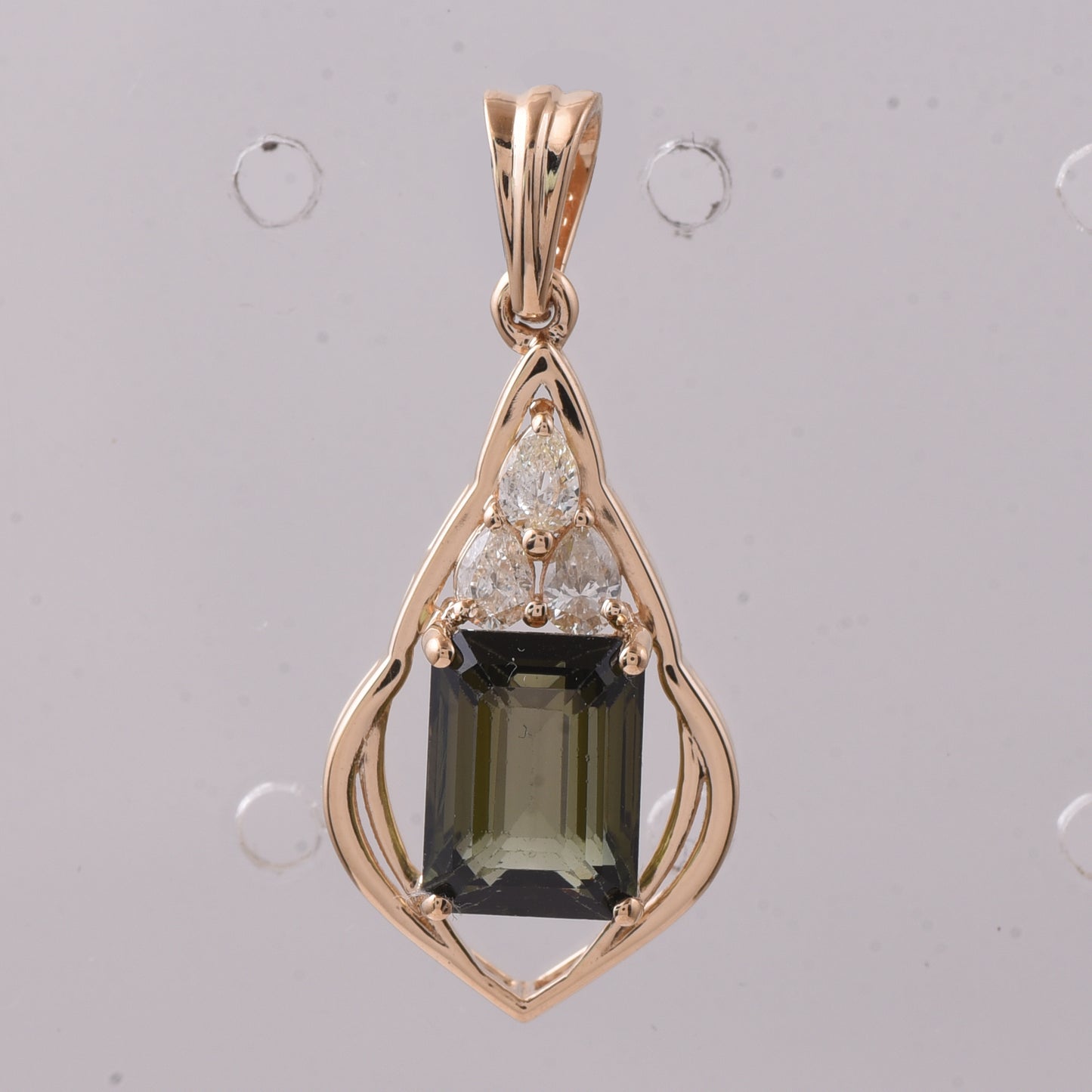 2.21 Ct Octagon Step Cut Natural Tourmaline 14K Gold Pendant