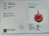 6.10 Ct Cushion Cabochon Cut Natural Pink Tourmaline 14K Gold Pendant