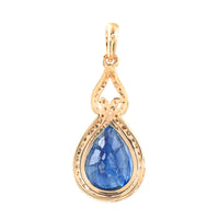 4.52 Ct Pear Mixed Cut Natural Sapphire 14K Gold Pendant