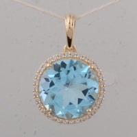 4.00 Ct Round Blue Topaz 9K Gold Pendant