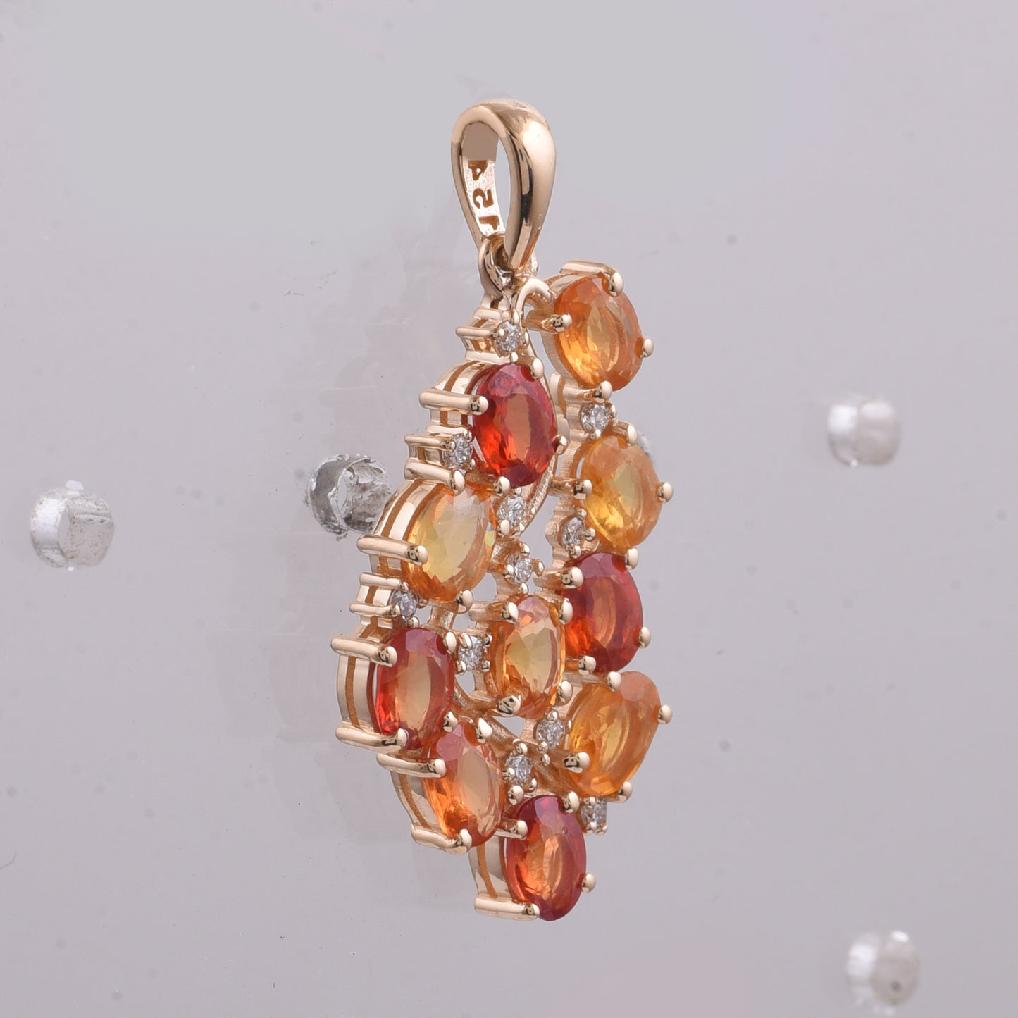 2.16 Ct Oval Natural Multi Coloured Sapphire 14K Gold Pendant
