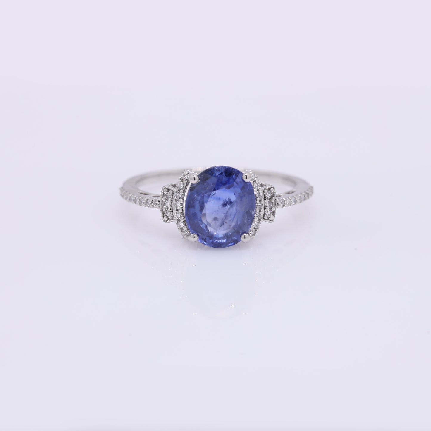 2.72 Ct Oval Mixed Cut Natural Sapphire 950 Platinum Ring