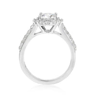1.60 ct. t.w. Moissanite Halo Ring in Sterling Silver. Size 5